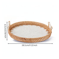 Home Decor Wicker Basket Tray with Handles Portable Woven Basket Tray with Handles Lightweight Versatile for Hosts, Tabletop, Kitchen, Picnics