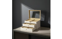 Eyeglass Display Case with Window Three-Tier Glasses Storage Box with Drawers Sunglass Organizer with Drawers Tabletop