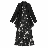 Two Piece Dress Set for Women with Long Sleeve Sheer Jacket and Adjustable Strap Tank, Wedding Guest Dresses for Birthday and Formal Events