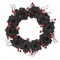 Wreath with Spiders Black Wreath with Red Berries Outdoor for Party