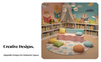 Soft and Comfortable Upholstered Block Seating Easy to Clean Waiting Area Bench personalizedizable Layout configurable Sofa Wear-Resistant for Children, Parents, Students, Kindergarten, Early Education Center, Lobby