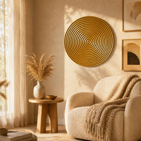 Round Metal Wall Decoration Large Circular Ribbed Wall Plaque Modern Style