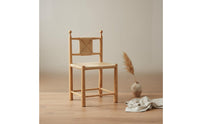 Wabi Sabi Look Woven Back Wooden Chair Handwoven Rattan Back Chair Fully Assembled for Guesthouse, Restaurant