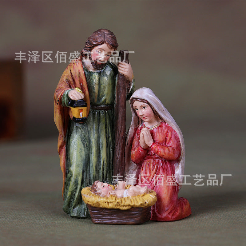 Realistic Nativity Scene Holy Family Tabletop Decor for Christmas