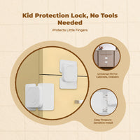 Kid Protection Lock, Drawer Cabinet Lock, Infant Proofing Latch, no tools needed Required, Easy Installation, Multi-Purpose