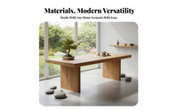 Long Slab-Top Table with Bench and Chairs Nordic aesthetic Tea Serving Station Complete Furniture Set Seating Arrangement for Living Room, Dining Area