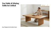Long Slab-Top Table with Bench and Chairs Nordic aesthetic Tea Serving Station Complete Furniture Set Seating Arrangement for Living Room, Dining Area