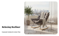 Light Luxury design Upholstered Highspine rocking seat Soft Upholstery Modern Upholstered rocking seat Plush Cushioning Rocking Chair Padded Seat for Adults, Homeowners, New Parents, Balcony, Bedroom, study corner, Home Office
