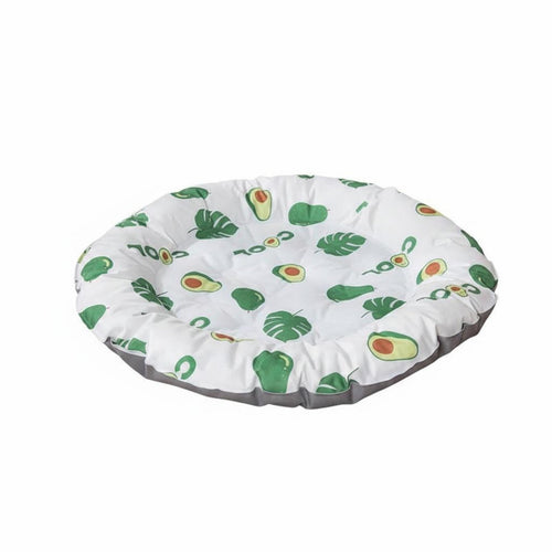 Round Cooling Pet Bed Summer Use Feline Cooling Mat Soft Padded Border