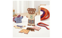 Bear Lacing Board with Cords Hand-Eye Coordination Bear Threading Toy Child-Led Toy Fine Motor Skills Learning for Preschoolers
