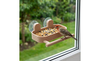 Wood-Look Window Bird Feeder Weather-Resistant Bird Feeder with Suction Cups Strong Window Suction Cup Heavy-Duty for Apartment