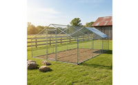 Walkfull-Access Hen House Waterproof Cover Metal Chicken Coop Heavy-Duty Roofed Fowl Pen