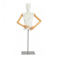 Articulated Female Mannequin with Wooden Arms Movable Mannequin with Wooden Arms Posable Dress Form Heavy Duty for Boutiques, Tailors, Storefront