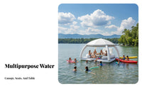 Buoyant Island with Canopy Portable Design Inflatable Buoyant Pavilion Large Capacity Inflatable Water Cabana for Yacht Owners, Boaters, Sea, Lake