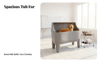 Large Dog Grooming Tub Sliding Door Access Dog Wash Tub Adjustable Height Feet Professional Pet Bathtub for Pet Health Pet Care Facility