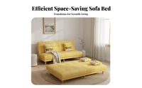 Solid Wood Frame Foldable Sofa Bed Sit and Lie Double-Use Multi-Functional Sleeper Sofa Sturdy Wooden Legs Small Apartment Couch Bed Thick Comfortable Cushion for Students, Homeowners, Living Room, Office