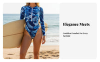 Zip Front Cut Cutcutout Single-Piece Quick-Dry Material Long Sleeve Zip Front Swimsuit women's Wave-Riding Ing Bathing Suit UPF