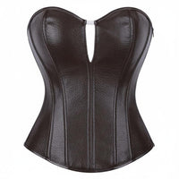 Zipper Side Leather Bustier Faux Leather Corset for Clubbing