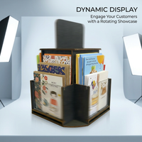 Rotating Greeting Card Display Stand, Wooden Card Holder, Retail Display Rack Organizer, Desktop Card Display, Multi-Tier Card Organizer