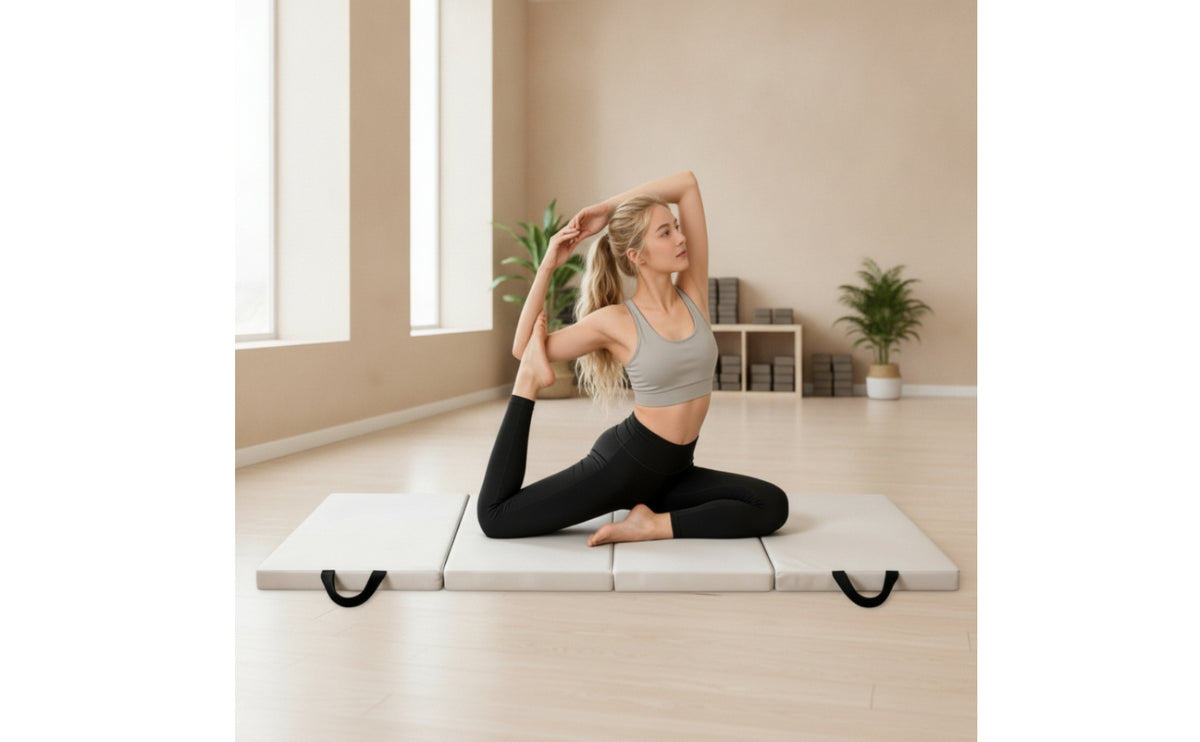 Folding Gymnastics Mat with Handles Thick Folding Exercise Mat Portable for Home Fitness