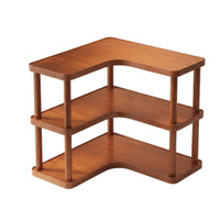 Desktop Storage Rack Rounded Corners Three Tier Bamboo Corner Desk Organizer for Wall