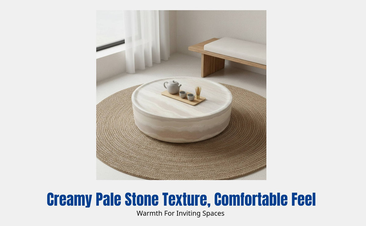 Wabi-Sabi Stone Coffee Table, Modern Minimalist Living Room Table, Creative Designer Side Table Set