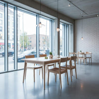Cream Design White Rectangular Dining Table Solid Wood Legs Home Furniture Easy to Clean for Rental House