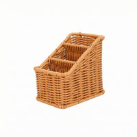 Desktop Storage Basket Sturdy Rim Woven Desktop Basket Rectangular for Kitchen