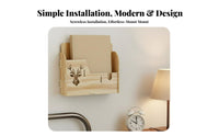 Adhesive Organizer Rack No-Drill Installation Wall Shelf Built-in Phone Holder