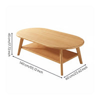 Double Layer Coffee Table Smooth Rounded Edge Wood Coffee Table Easy to Clean Home Furniture for Living Room
