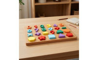 Easy-to-Grasp Wooden Board with Removable Pieces Long-Lasting Wooden Puzzle Compact Educational Puzzle for Preschoolers
