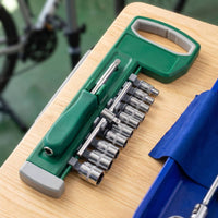 12 Pieces Industrial-Grade Socket Wrench Kit with Case Portable Socket Set with Storage Rack Organized Tool Set with Storage Case Compact for Mechanics, DIYers, Automotive Repair, Garage, Workshop