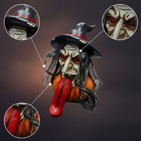 Witch Figurine with Pumpkin Base Tabletop Witch Bust Gothic for Frightful Dwelling