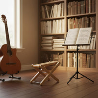 Solid Wood Wooden Guitar Footstool Stable Adjustable Guitar Foot Pedal Ergonomic Music Accessory Foldable for Performance, Practice