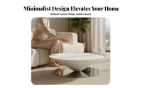 2 Pieces Suspended Disc and Cylinder Table Combo Minimalist Visually Pleasing Household Furniture French Cream and Design
