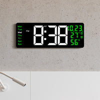Large LED Wall Clock with Temperature and Humidity Display and Countdown Timer