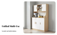 Modern Sideboard Buffet Faux Wood Finish Dining Room Storage Cabinet Multi-Functional Freestanding Hutch Cabinet for Homeowners, Adults, Home, Hallway