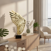 Wing Sculpture Modern Sculpture with Base Gold for Entryway, Interior Designers