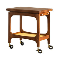 Wooden Trolley with fold-downdownpanel Top Multi-Functional Mobile Storage for home dwellers