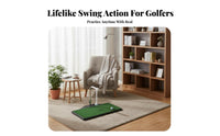 Realistic Turf Feel Golf Swing Coach Non-Slip Backing Golf Hitting Practice Mat Strong Suction Base for Beginners, Home, Backyard, Office