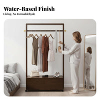 Rolling Clothing Rack Stable Frame Mobile Clothes Rail with Storage Cabinet Portable Easy Assembly for Bedroom, Entryway, Closet