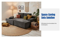 Sectional Sofa Bed, Corduroy Striped Fabric, Compressed Packaging, Armless Firm Sponge, Double Seat, Home Living Room Furniture