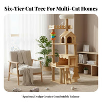 Cat House Multi-level Climbing Structure Scratching Posts Pet Condo Toys Durable Wood Construction Play Center Suitable for Living Room Bedroom