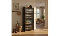 Slim Design Narrow Shoe Rack with Doors Reinforced Structure Locking Shoe Cabinet for Hallway, Corridor
