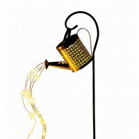 Solar Watering Can Light Perforated Solar Kettle Lantern for Lawn
