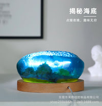 Resin Ocean Night Light Decor with Coral and Surfing Theme