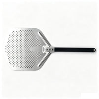 Anodized Aluminum Perforated Pizza Peel 12 Inch with Folding Cake Transfer Spatula