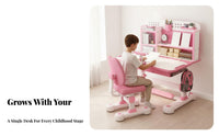 Adjustable Kids Desk and Chair Set Erasable Desktop Kids Desk and Chair Set Height Adjustable Learning Table for Parents, Bedroom, Home