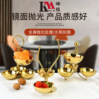 批发多层不锈钢小吃架 酒店水果盘小吃碟 创意果碟多用金色味碟
