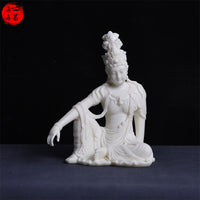 仿象牙果水月自在观音佛像中式禅意自在观世音菩萨像客厅玄关摆件